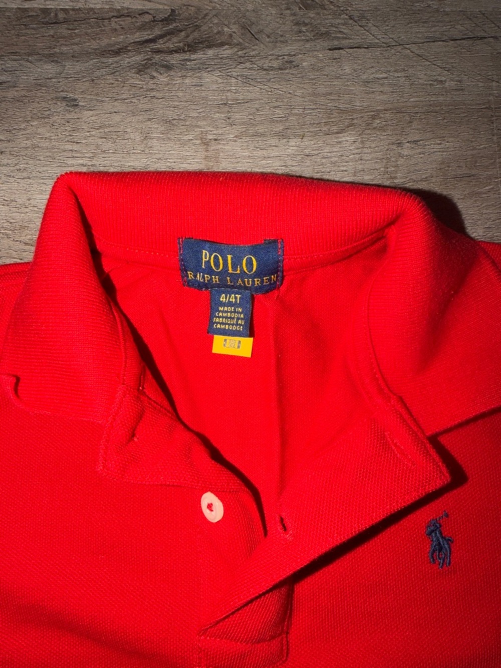 Polo by Ralph Lauren Bright Red Kids Polo with Navy Pony - Picture 2 of 3